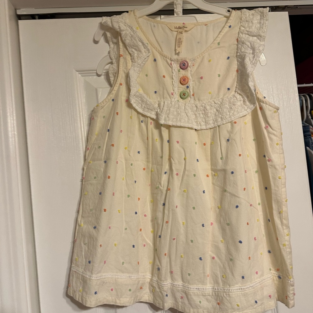 Matilda Jane Cream top with Colorful Dots